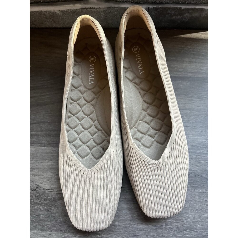 Vivaia Square-Toe V-Cut Flats Margot 2.0 Golden Almond Size 39.5 8.5 US - Picture 12 of 14